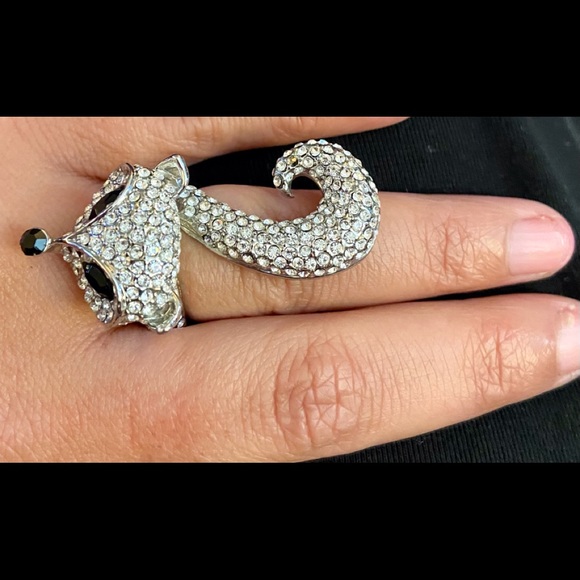 BN Sterling Silver Swarovski Racoon Ring - Picture 2 of 5